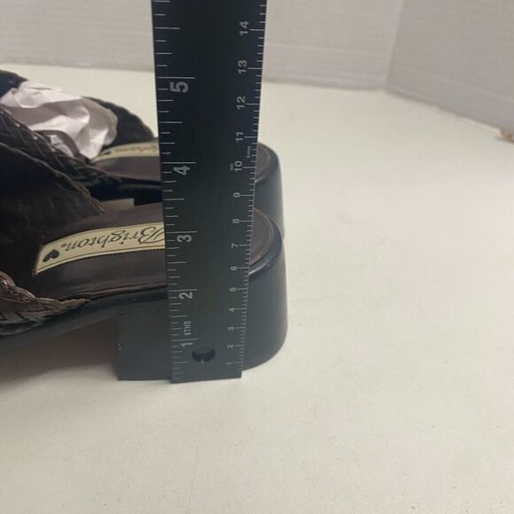 BRIGHTON Franki Basket Weave Vero Cuoio Leather Heel Clogs  Mules Brown Size 8.5 - Picture 4 of 11